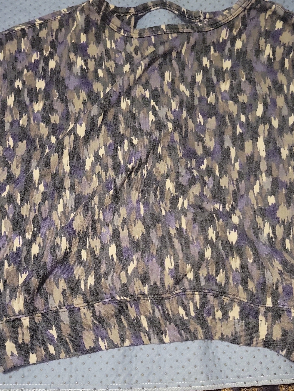 Abstract Print High-Low Skirt in Purple, Gray and Cream